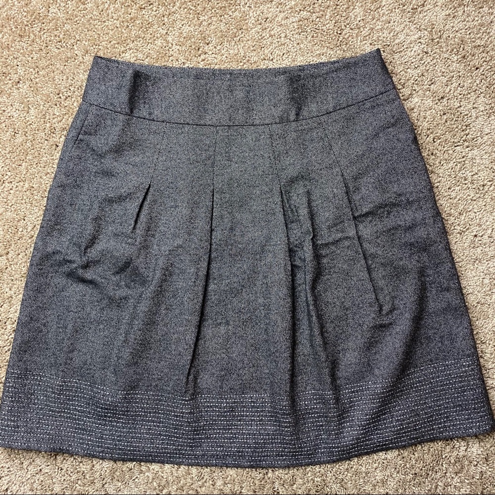 Ann Taylor Gray Virgin Wool Metallic Skirt 10